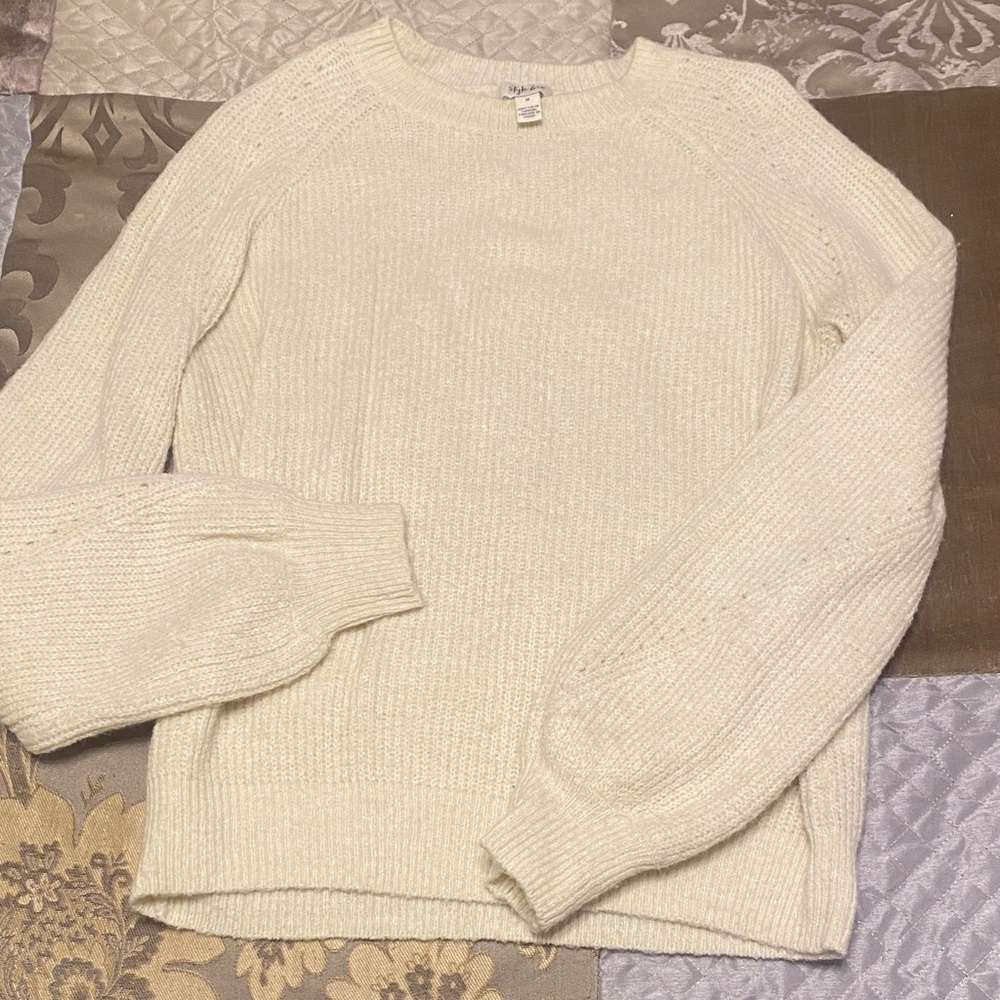 Style & Co. Women's Ivory Crewneck Sweater